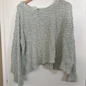 Free People Oversized Seafoam Crocheted Sweater